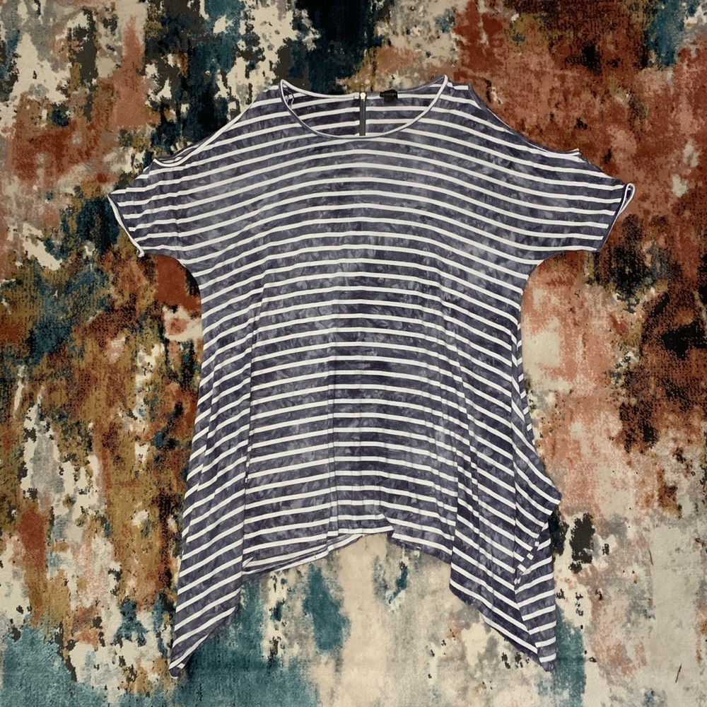 Striped open shoulder dress